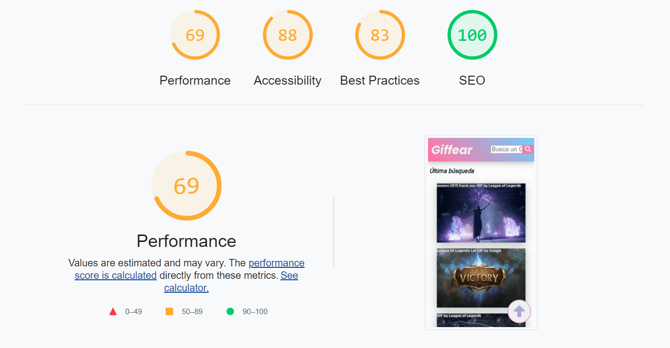 Web performance data